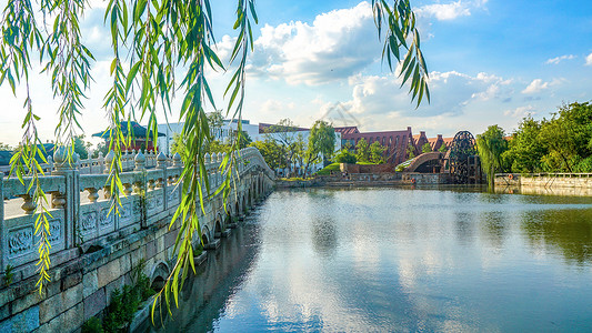 春天垂柳湖面垂柳背景