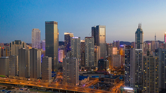 民主图片大连城市风光夜景航拍背景