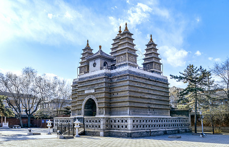 宝塔寺呼和浩特五塔寺春季外景背景