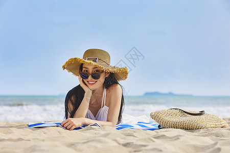 夏天性感美女沙滩度假美女背景