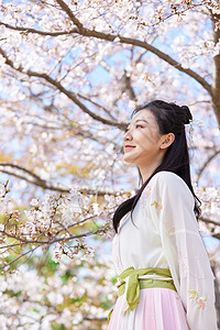 古风汉服樱花美女高清图片