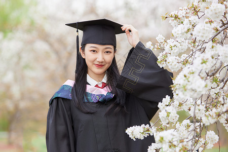 校园樱花毕业季樱花清纯可爱少女背景