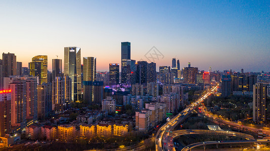 辽宁男篮沈阳城市风光青年大街CBD夜景背景