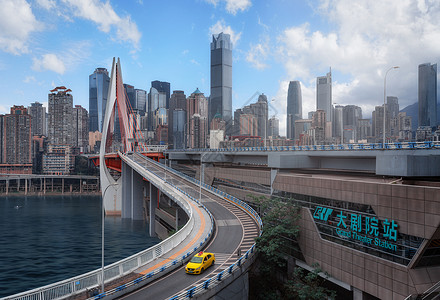 千厮门大桥长江大桥钢索桥高清图片