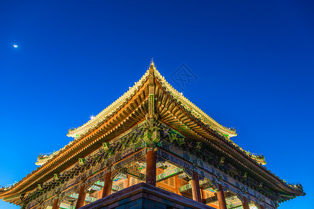 屋檐夜景北京大气夜景古建筑故宫背景