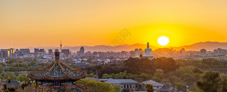 北京景山公园唯美日落西山背景图片