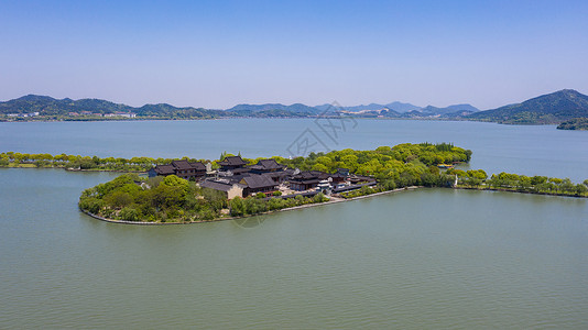 宁波东钱湖湖心岛航拍高清图片