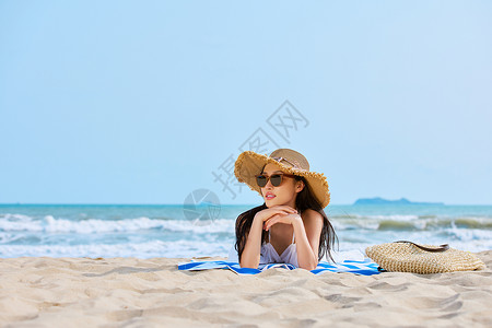 夏天性感美女夏日海边沙滩度假美女背景