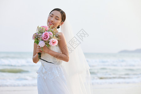 海洋造型素材海边婚纱美女背景