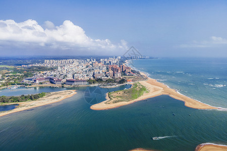 航拍海南琼海著名旅游地博鳌小镇背景图片