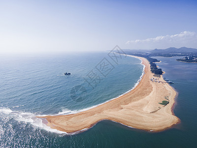 中国南海海南琼海博鳌玉带滩航拍背景