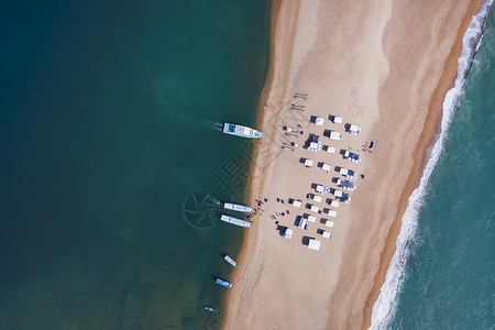 中国南海海南琼海博鳌玉带滩航拍背景