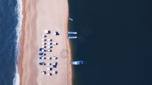 中国南海海南琼海博鳌玉带滩航拍背景
