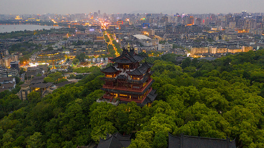 吴磊浙江杭州吴山城隍阁夜景背景