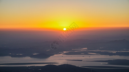 旭日江西庐山观看鄱阳湖日出背景