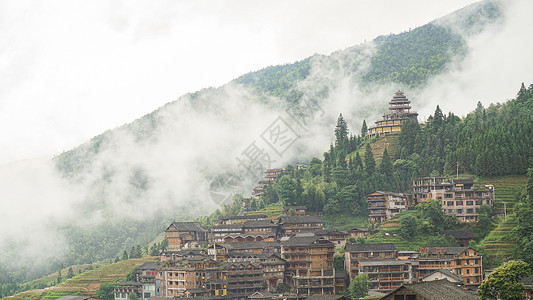 瑶族广西桂林龙胜龙脊梯田景区背景