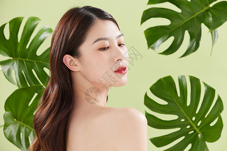 夏日植物美妆护肤女性图片