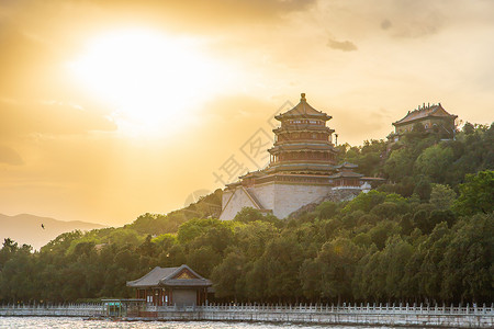 日落下的北京颐和园风光图片