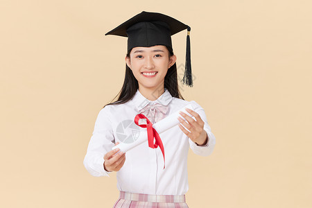 双手接过毕业证的女学生亚洲人高清图片素材
