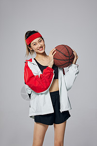 运动宝贝年轻活力篮球女孩背景