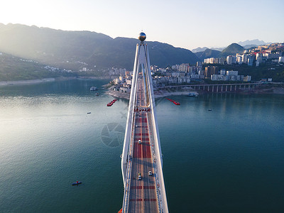 长江三峡重镇巴东长江大桥航拍背景图片
