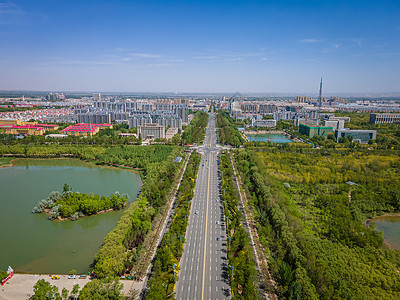 航拍宁夏中卫网红地标双拥公园背景图片