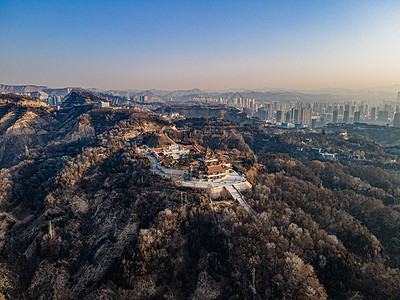 航拍甘肃兰州白塔山公园背景