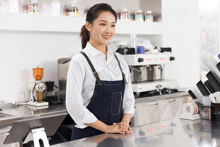 饮品店女性服务员服务点单图片