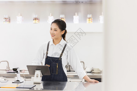 咖啡店女性服务员形象图片