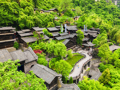 湖北5A风景区三峡人家巴王宫航拍生态高清图片素材