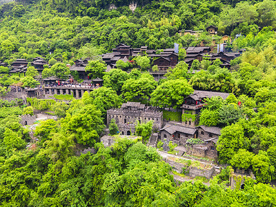 湖北5A风景区三峡人家巴王宫航拍文化高清图片素材