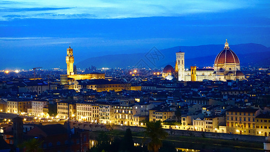 佛罗伦萨城市夜景中世纪高清图片素材