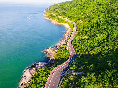 连岛海滨浴场航拍连云港连岛海滨道路公路背景