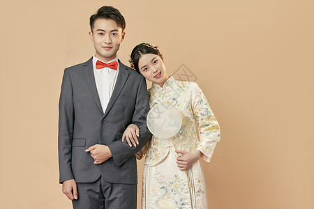 中国婚礼年轻情侣甜蜜结婚照背景