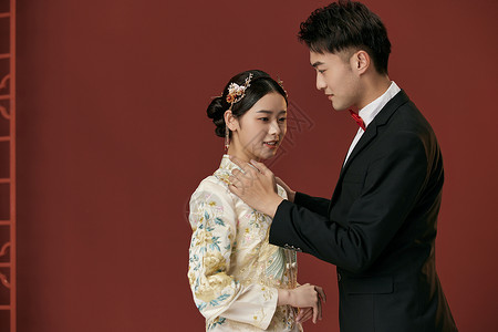 中式结婚照背景图片
