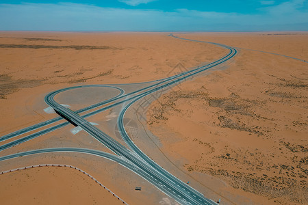 内蒙古阿拉善沙漠公路航拍图片