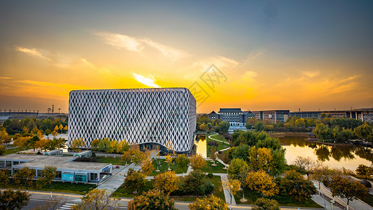 龙子湖高校园区北京建筑大学夕阳盛景背景
