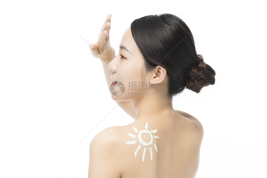 夏日女性防晒创意背影图片