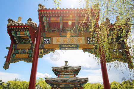 承德避暑山庄旅游5A景区承德避暑山庄湖区亭台楼阁背景