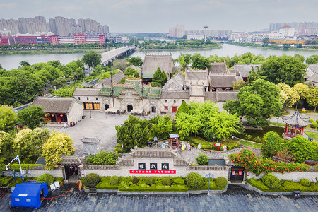 亳州花戏楼安徽亳州4A风景区花戏楼航拍背景