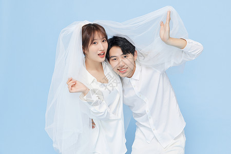 韩系简约情侣自拍婚纱照美女高清图片素材