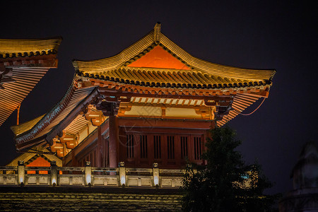 昭明台襄阳鼓楼夜景背景