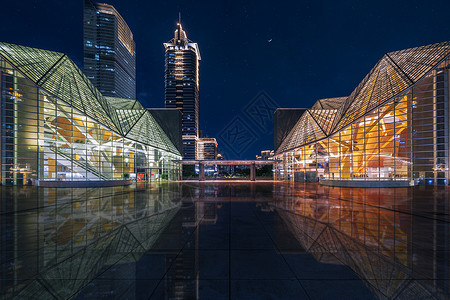 夜景深圳市民中心图书馆与音乐厅图片