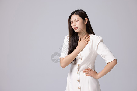 女性咽炎嗓子疼背景图片