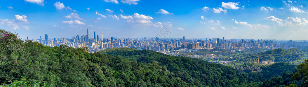 广州白云山风景区长景广州城市建筑背景