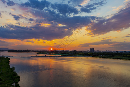 石家庄滹沱河湿地夕阳背景图片