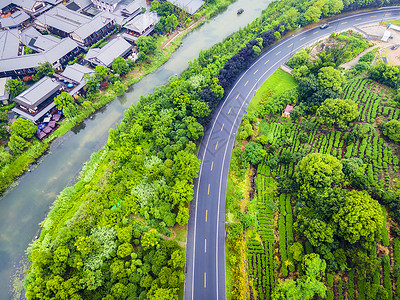 5A风景区拈花湾小镇航拍道路公路图片