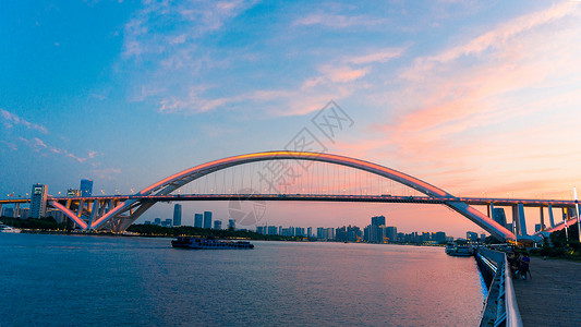 上海徐汇滨江卢浦大桥夜景高清图片