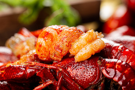 龙虾尾的肉红色小龙虾高清图片素材