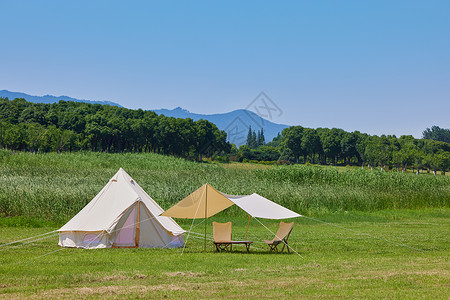 白色帐篷户外露营帐篷背景